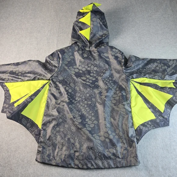 Cat & Jack Kids Hooded Dinosaur Rain Jacket with Neon Accents 5T - Picture 5 of 15